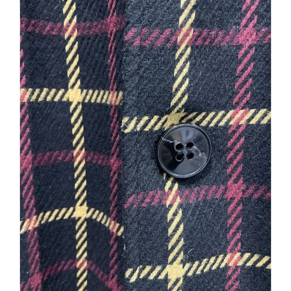 Zara Man Black Red‎ Yellow Wool Plaid Oversized Long Coat Office Modern Size M
